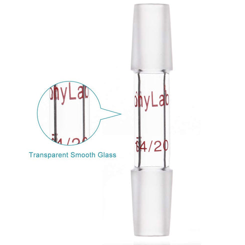 stonylab Glass 14/20 Straight Adapter, Borosilicate Glass 30mm for Two 14/20 Ground Taper Joints, Lab Supply