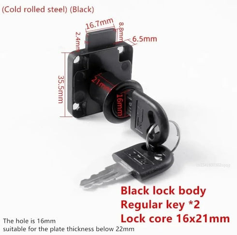 WMHRJAYX 1Pcs(Black 16x21 Drawer Latch Locks Furniture Door Lock Hardware Desk Lock Wardrobe Cabinet Door Locks Bedside