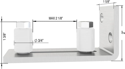 JUBEST Barn Door Floor Guide - Satin Nickel Adjustable Roller for Doors Up to 2 1/8 inches, Flush Bottom Design