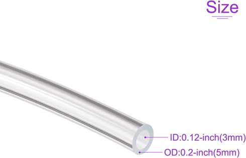 DMiotech 3mm ID 5mm OD Clear PVC Tube, Flexible Transparent Hose for Water, Air, Oil, 16.4ft Length
