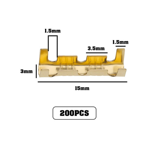 eMagTech 200Pcs Brass Crimp Electrical Connector, U-Shaped Terminal Connectors for Lines 0.5-1.5mm²