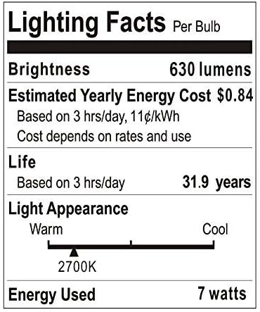 12V LED Light Bulb, 60W Equivalent E26, 7W 630Lm, 12 Volt Low Voltage Lights, 6 Pack 2700K Warm White