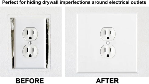 OVERSIZED JUMBO Metal Outlet Cover, 2 Gang Electrical Outlet Cover Plate (for 1 Centered Device), Wall Plate Cover for Duplex Outlets, Steel Painted White - UL Listed, 5.5" x 5.5" - Made in USA by Art Plates