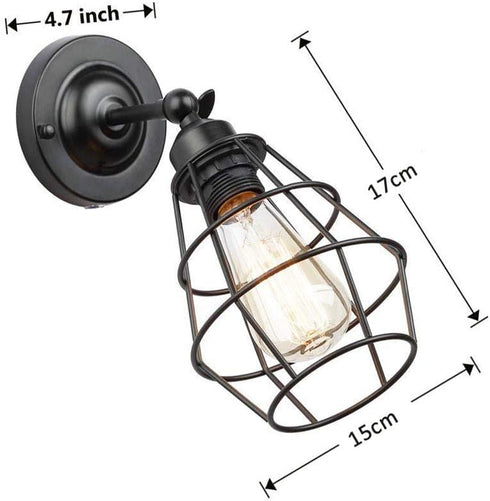 Mengjay E26 Vintage Wall Light, Industrial Lighting Adjustable Socket Rustic Sconces Wire Metal Cage Wall Lamp Indoor