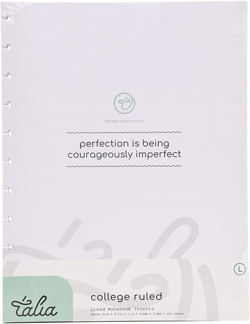 Talia Discbound Notebook Refills, Letter (8.5in x 11in), College Ruled for Customizable Note Taking
