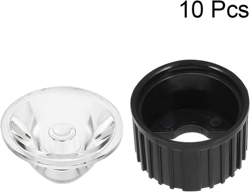 uxcell 10 pcs 20mm LED Lens 15 Degree with Black Holder for 1W 3W High Power LED Light