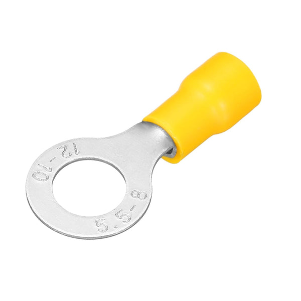 uxcell 100 Pcs Insulated Ring Wire Connector 12-10 AWG Electrical Crimp Terminal for Yellow Projects
