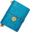 Refillable Leather Journal, Handmade Blue Notebook with Bookmark, Vintage Sketchbook for Writing and Travel