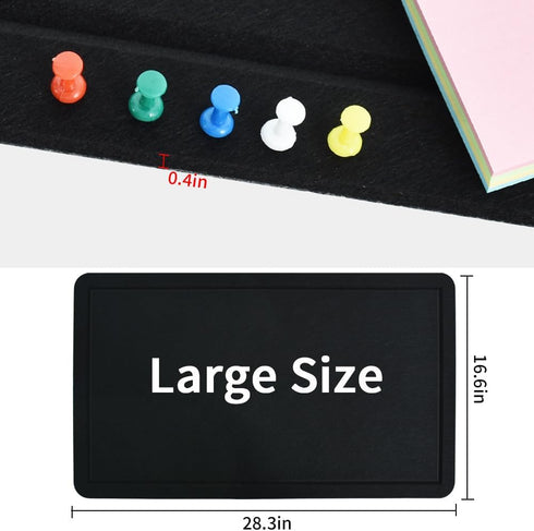 Black 28"x16" Large Cork Board with 50 Push Pins & Sticky notes, Self-Adhesive Bulletin Board No Damage for Wall, Felt Pin Board for Paste Notes, Photos, Schedules Offices Home by Vuzvuv