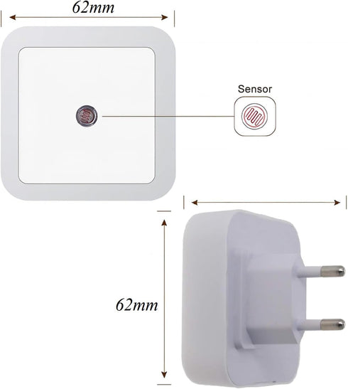 4Pcs Bulb Plug-in Night Light, LED Soft Warm Light Lamp, European Plug Christmas Light Bed Lights w Smart Sensor Dusk