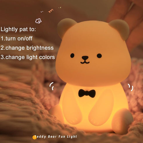30min 3 6 Bear Night Lamp- Auto-Off Kids Toddler Nursery Bedside Nightlight, Brightness Modes Light Colors Night Light