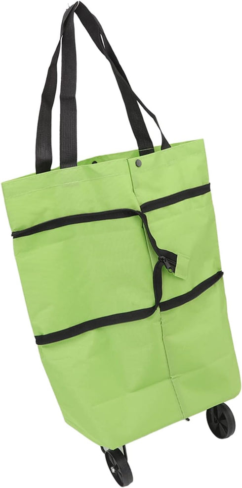 -Duty Rolling Grocery Cart Bag with Reinforced Oxford Fabric, Gliding Wheels & Ergonomic Handle for Apartments, Beach