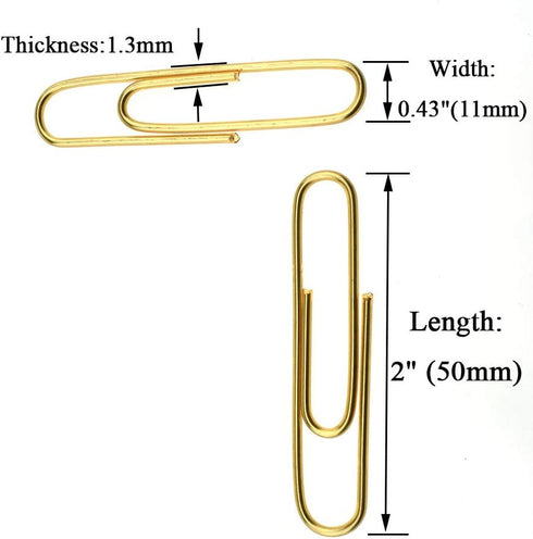 HAHIYO Large Paper Clips, 2 inches Length Gold Paperclips, Vinyl Coated for Bookmark Organizing Home Office School 80