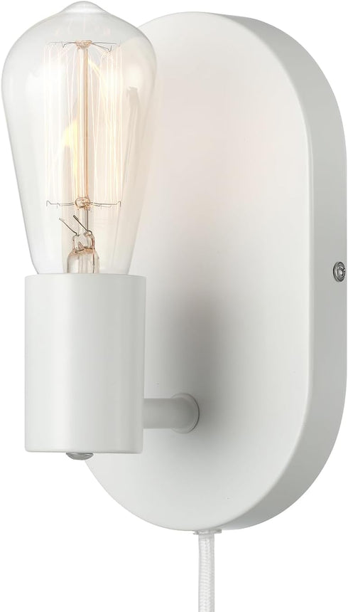 Globe Electric 65000134 1-Light Plug-in or Hardwire Wall Sconce, Matte White, 6ft