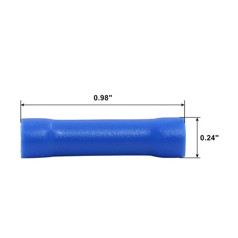 Hordion 120pcs 16-14 AWG Butt Splice Connectors, Blue Crimp Insulated Electrical Wire Terminal Connectors
