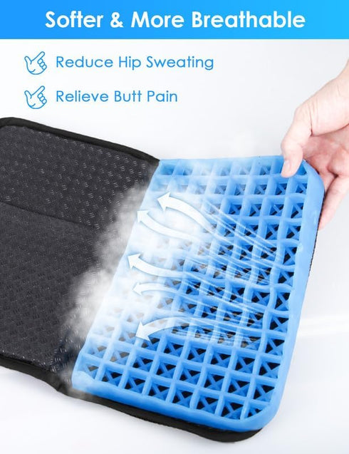 WISIMMALL 16.5" 12" Tailbone Gel Seat Cushion Portable Travel Cushions, x Large Size Super Thick Foldable Chair Seat
