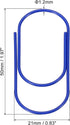 MECCANIXITY 30 Pcs Wide Paper Clip Coated Large Clips, 2 Inch Blue Bookmarks for Organizing Office Home