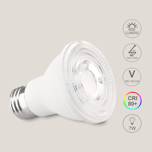 PAR20 Bulbs Dimmable, 50W 60W 7W 600LM Bulb 3000K E26 6-Pack FTL Led Equivalent, Flood Light Indoor Outdoor, Warm