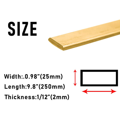 1/12" x 1" x 10" Brass Flat Bar, 12 Gauge Metal Sheet Stock for Crafts, Models, Repairs (2 * 25 * 250mm)