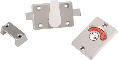 Door Lock Bathroom Toilet Lock with Occupancy Indicator, Stainless Steel Vacant Engaged Lock
