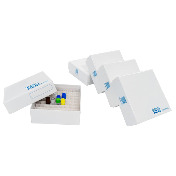 2 Inch Height 81well Freezer Boxes, Superior Cardboard Vial Storage, White, 5 Pcs/Pack