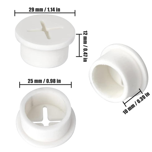 12 Pcs Cable Cord Grommet Silicone Cable Grommet 1" Wire Hole Cover Cable Management Wire Organizer Cable Pass Through Desk Grommet for Table, Computer Desk, Office, Home (White)