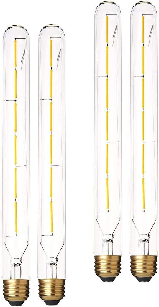 Dimmable Edison T10(T30) LED Tubular Bulb, 6W, 60 Watt Equivalent, Warm White 2700K, 4-Pack