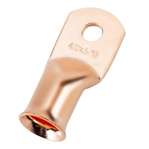4/0 AWG 5/16" Stud Heavy Duty Battery Ring Terminal, 10 pcs Copper Wire Lugs, Tubular Ring Terminal Connectors