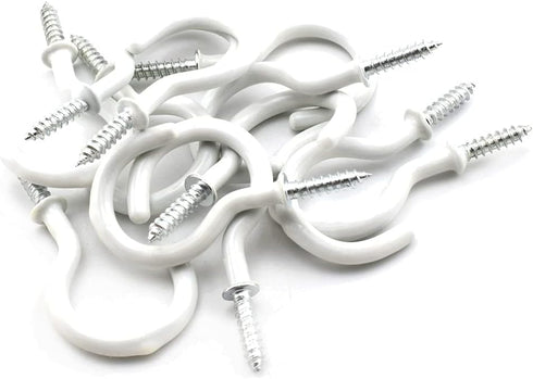 Aifeier ET 12pcs 1-1/2 Inch Ceiling Hooks, Vinyl Coated Cup Shape Screw-in Hooks with Wall Anchors for Hanging