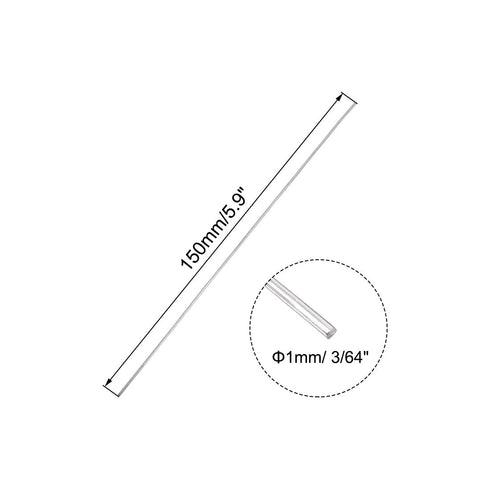 uxcell 1mm x 150mm 304 Stainless Steel Solid Round Rod for DIY Craft - 10pcs