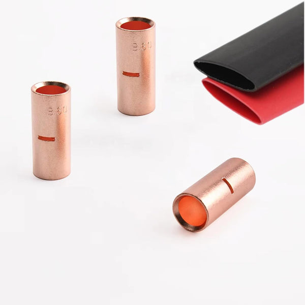 0 Gauge Butt Connector 6 PCS, 0 AWG Non-Insulated Butt Splice Connectors with 6 PCS 3:1 Heat Shrink