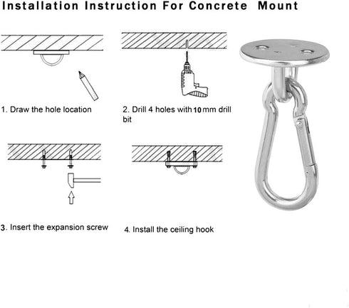 2 Set M8 Ceiling & Wall Mount Hanging Hardware - 304 Stainless Steel Heavy Duty Round Pad Eye Hook Plate