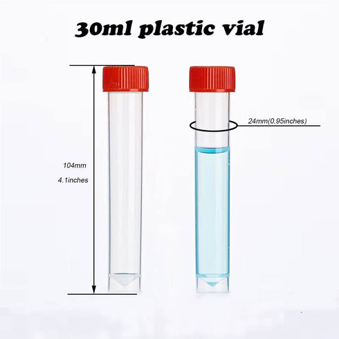30ml Plastic Small Vials with Screw Caps Sample Tubes,PP Material, Free from DNase, RNase, Human DNA(30pcs)