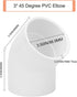 3" 45 Degree PVC Elbow Pipe Fitting Connector (Socket x Socket) Furniture Build Grade SCH40 3 Inch 45 Degree Elbow PVC Corner Adapter for Home Sewer Plumbing Water Line