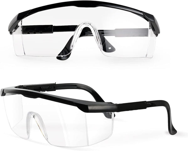 PACIFIC PPE 2 Pack Safety Glasses - Anti-fog, Scratch Resistant Clear Wraparound Lab Goggles with Adjustable Grips