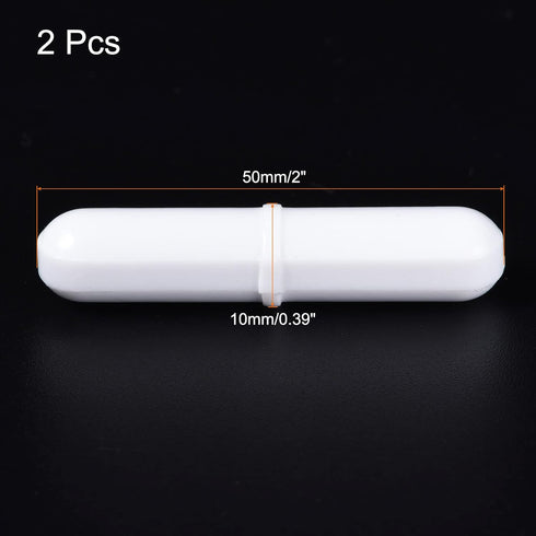 MECCANIXITY Magnetic Stirrer Mixer Stir Bar Rod 50mm(2") x10mm with Ring Shape Coating Magnet White for Laboratory 2Pcs