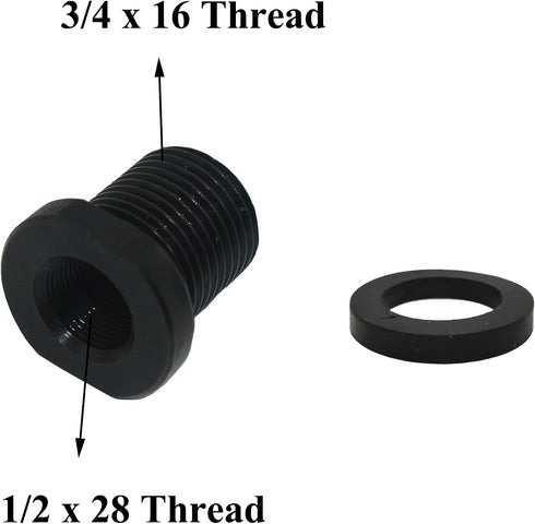 2 Pcs Thread Adapters and Washers, 1/2 * 28-3/4 * 16, Black