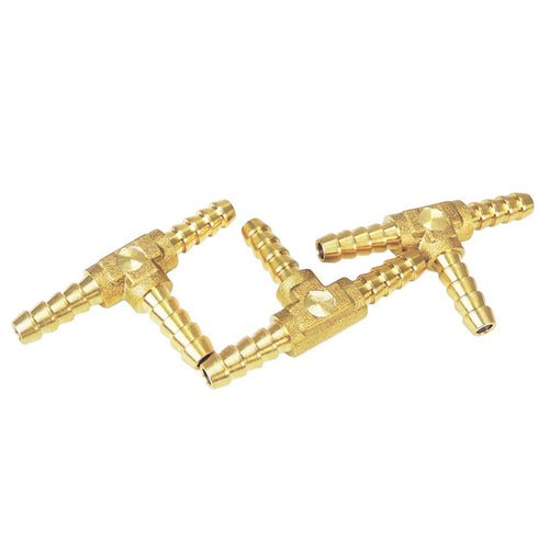 3-Way Tee Brass Hose Fitting, Nigo Industrial Co. 3/16" x 3/16" x 3/16" ID Hose Barb Pipe Fitting (Pack of 3)