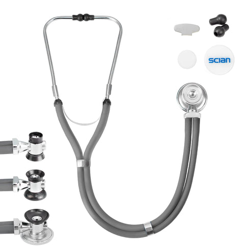 HONSUN Sprague Rappaport Dual Head Stethoscope for Adults & Kids, Classic Cardiology Stethoscope (Gray)