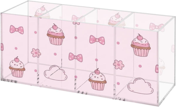 Generic Coquette Bows Sweet Cupcakes Pastel Pencil Box Acrylic Shower Caddy Drink Packet