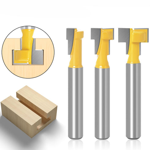 5 Set, 1/4" Set 5/16", 3/8", 1/2", 7/16", 5/8" Wolfride Pcs T-Slot Router Bit Shank Keyhole Router Bits T-Track