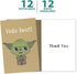 Tree-Free Greetings Yoda Best Thank You Cards - 12 Recycled 4x6 Cards & White Envelopes, USA Made
