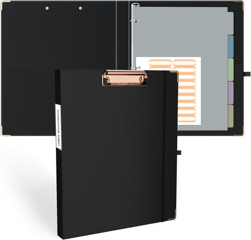Ospelelf 3 Ring Binder 1/2 Inch, Cute Binder for Letter Size with 5 Tab Dividers, Black for School Supplies