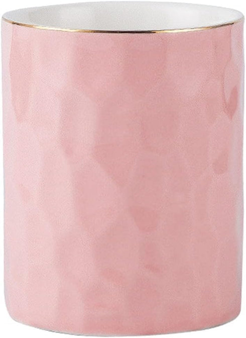 Ceramic Pen Holder Cup, Pencil Holder for Desk, Makeup Brush Holder Organizer for Home, Office (Pink)