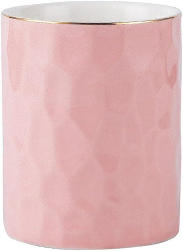 Ceramic Pen Holder Cup, Pencil Holder for Desk, Makeup Brush Holder Organizer for Home, Office (Pink)