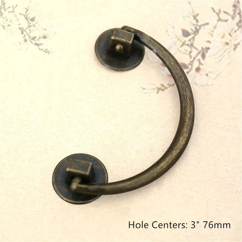 WenRan Closet 76mm (1) Bronze Coffee Table Drawer Handles Zinc Alloy Double Hole Nightstand TV Cabinet Antique