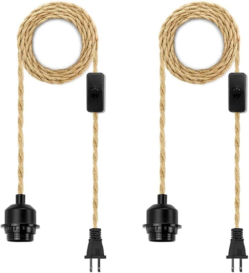 LYOOWNG 2Pack Plug in Pendant Light Cord, Farmhouse Hanging Lights with Plug