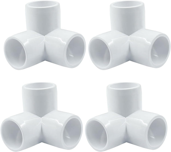 Biaungdo 4 Pcs 1/2" PVC Pipe Fitting, 3 Way Elbow Pipe Connector Furniture