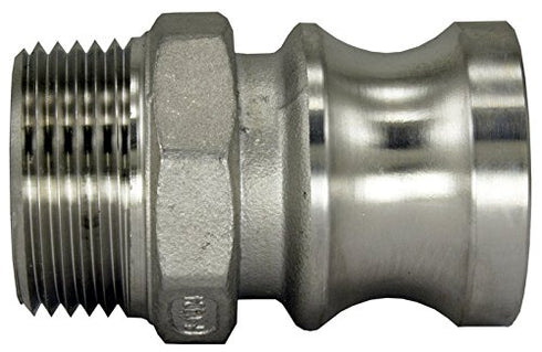 Duda Energy CamPlug-M050 304 Stainless Steel Cam-and-Groove Pipe Fitting Adapter, 1/2" Cam Lock Plug x 1/2" Male NPT