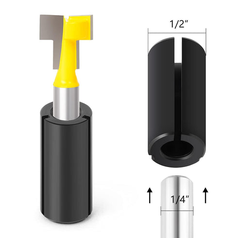 5PCS 1/2" to 1/4" Router Collett Adapter Bit Shank Reduction Sleeve Tools for Woodworking